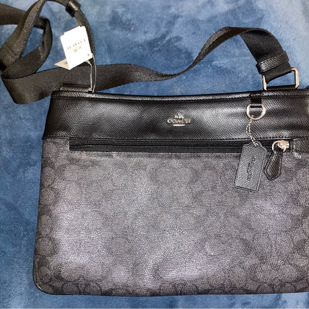 Coach Black and Gray Men's Messenger Bag